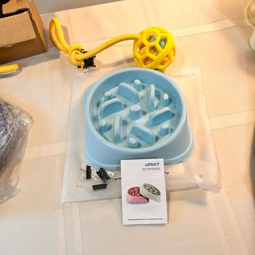 Dog Rope Toy and Dog Food Dish Slow Dog Feeder